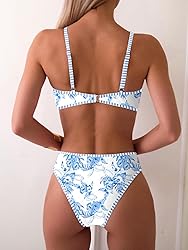 Fanuerg Women's Triangle Bikini Sets O Ring Linked