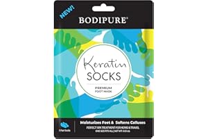 Bodipure Premium Foot Mask Keratin Socks, At Home Spa Moisturizer Socks for Dry Cracked Feet, Callus & Heel Softening Easy-to-Use Pedicure Foot Repair Chemical-free Feet Treatment 1 Pair