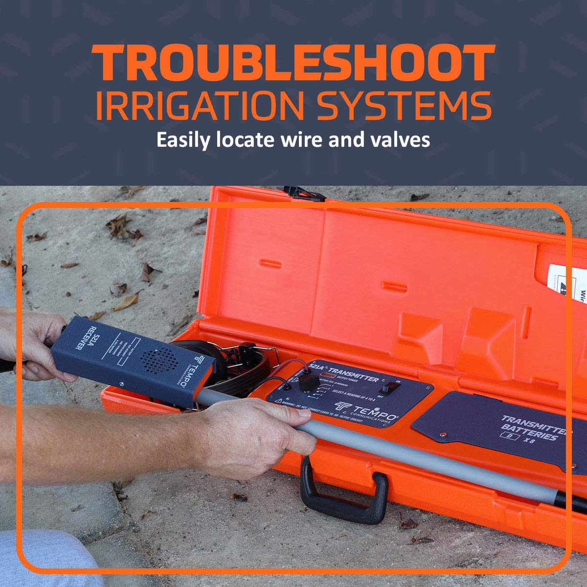 TEMPO Communications 521A Irrigation Sprinkler Valve Locator Tool | Irrigation Wire Tracer, Underground Wire Locator (Professional Grade)