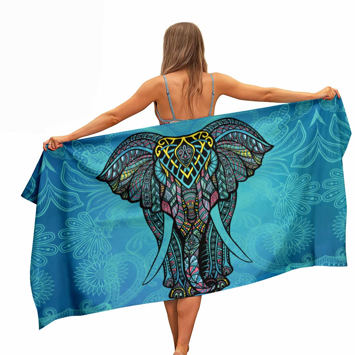 Ulticool - Elephant Bohemian Hippie Ibiza Style - Microfibre Towel - Travel Towel Quick Drying Bath Towel - 160 x 80 cm - for Travel Fitness Gym Sports - Lightweight Microfibre Beach Towel