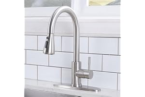 VC CUCINE VCCUCINE Kitchen Faucet with Pull Down Sprayer, Brushed Nickel Faucet for Kitchen Sink, Small High Arc RV Stainless Steel Single Handle Pull Out Kitchen Sink Faucet