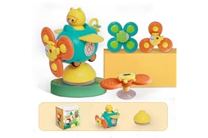 CUTERABIT Cutrabit 3PCS Suction Spinner Toys for Babies, Suction Cup Baby Toys for High Chair, Spinning Toy for Kids, Travel Toys for Toddlers 18 Months, 2, 3 Years Old Boys and Girls
