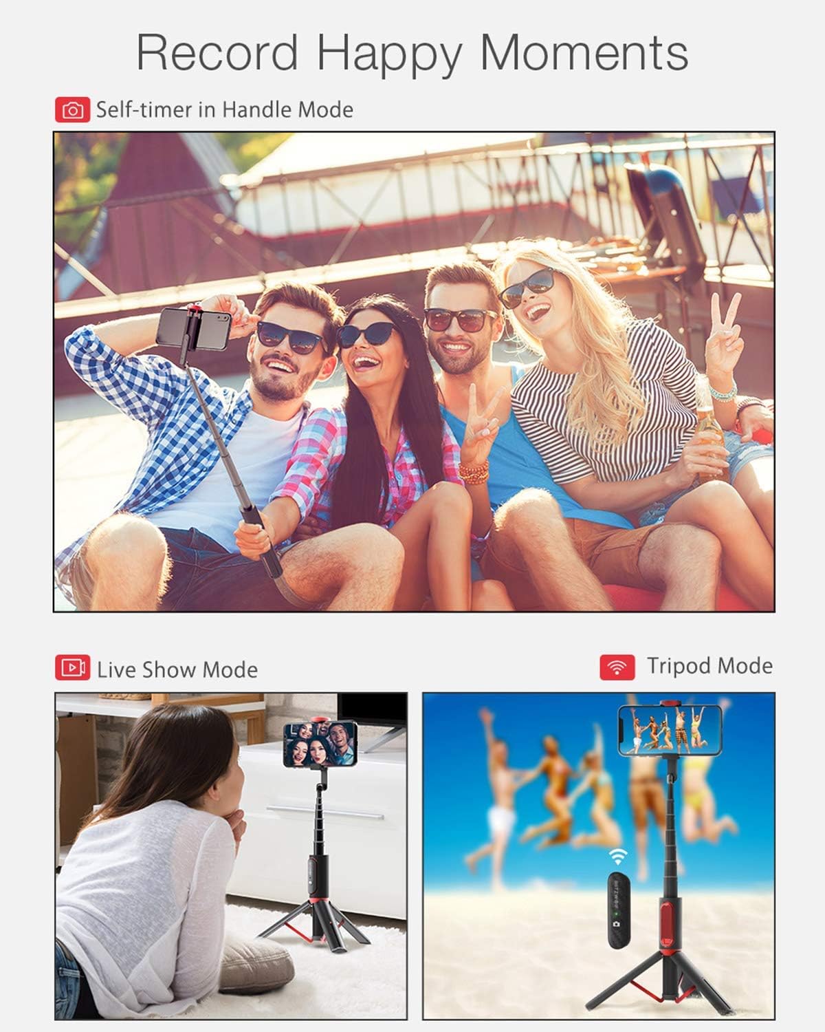 Selfie Stick Tripod, BlitzWolf Lightweight Aluminum All in One Extendable Phone Tripod Selfie Stick Bluetooth with Remote for iPhone 11/Xs MAX/XR/XS/X/8/8 Plus/7/7 Plus/6s, Galaxy S10/S9/S9 Plus, More: Camera & Photo