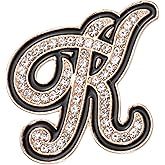 PATIKIL Rhinestone Letter Brooch Pins, Initial Broaches Metal Crystal Alphabet Lapel Pin Black Edge for Women Jewelry Gift Suit Clothes Hat Dress Coat Craft