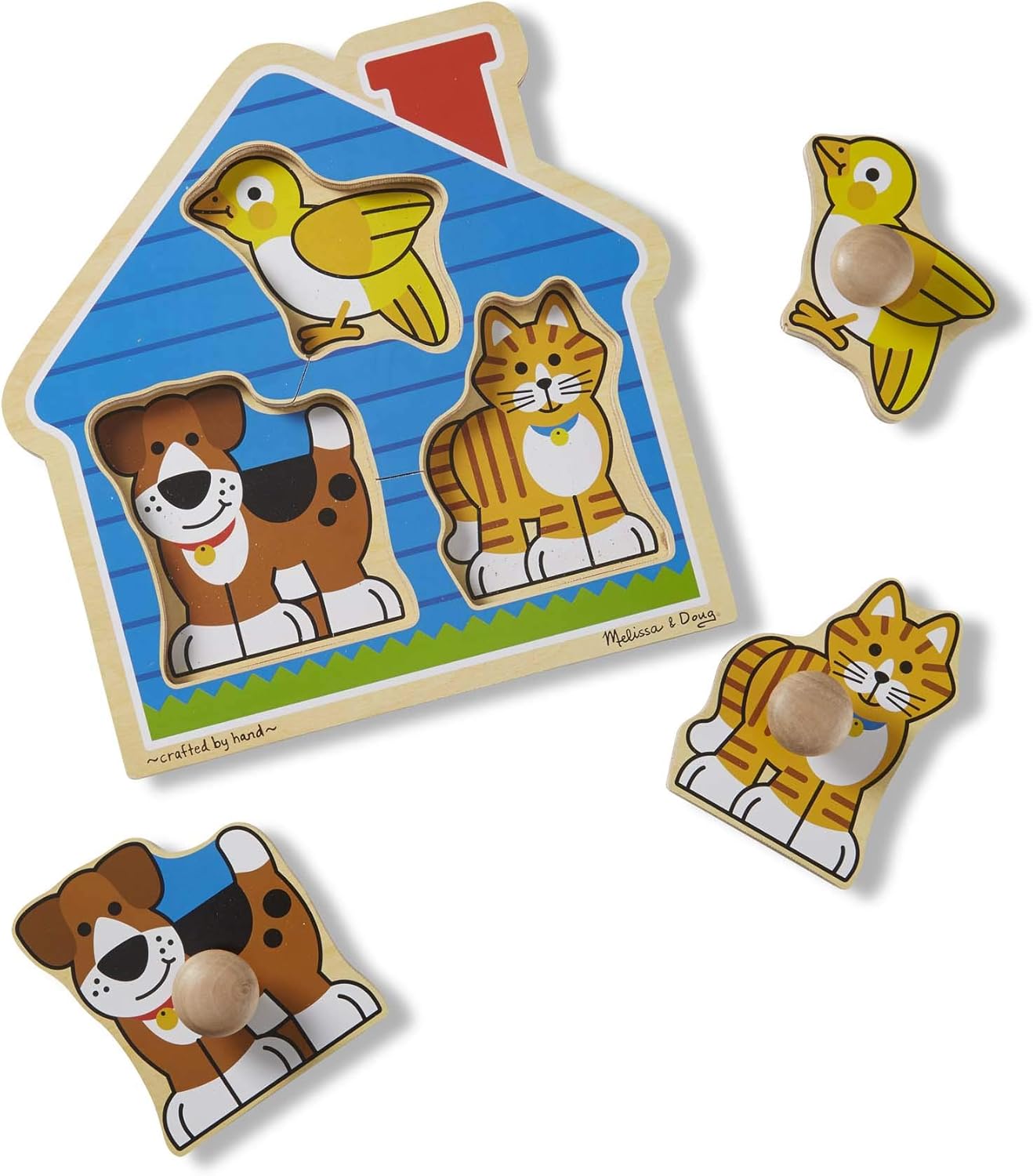 Melissa & Doug Animals Jumbo Knob Wooden Puzzles Set - Fish and Pets: Toys & Games