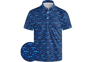 E-Profina Funny Golf Shirts for Men, Men's Golf Polo Shirts, Moisture-Wicking Quick-Drying Printed Short-Sleeves