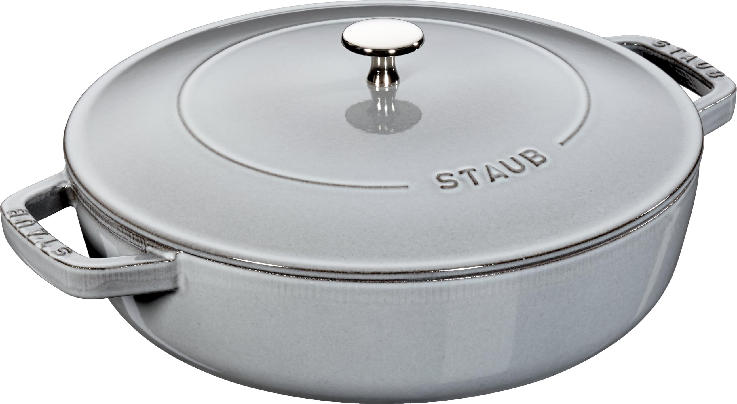STAUB Schmorpfanne, Chistera Bräter, 28 cm, 3,7 L, Induktionsgeeignet, Aroma-Regen, Made in France, Graphit-Grau