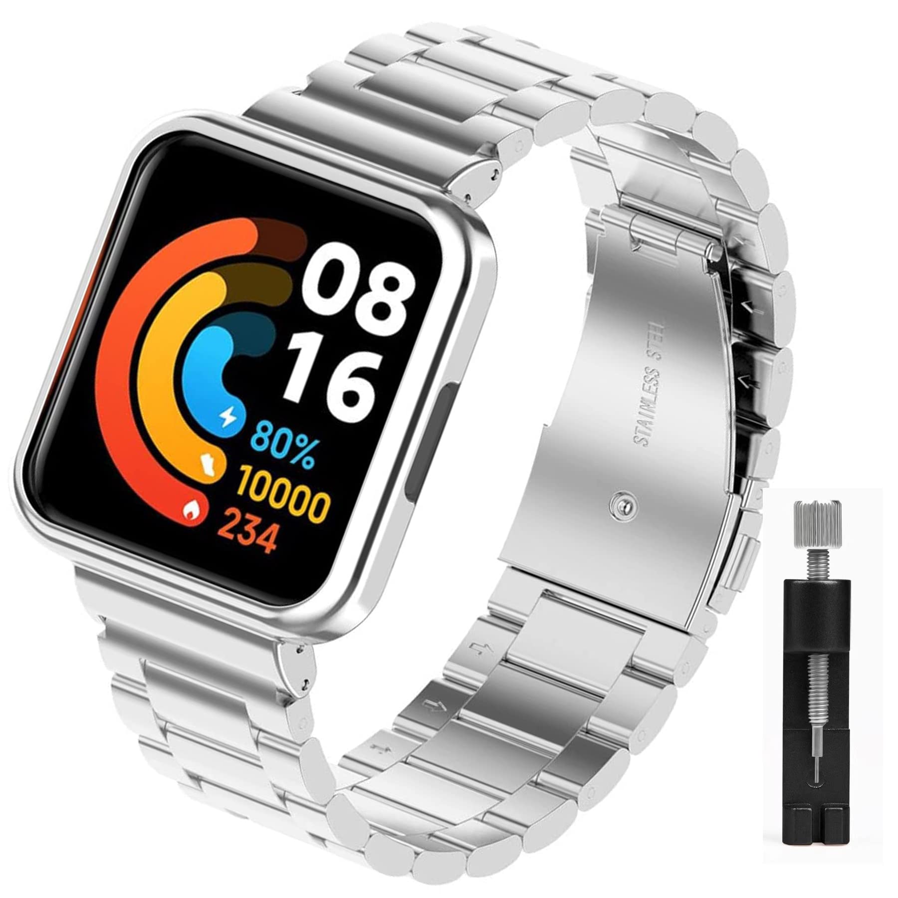 Keecuty Smartwatch Replacement Bands, Bracelet Compatible with Redmi, Xiaomi Watch 2 Lite, Replacement Xiaomi Redmi Watch 2 Lite Strap, Waterproof Stainless Steel, Accessory Watch Strap