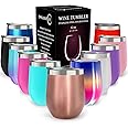 CHILLOUT LIFE 12 oz Stainless Steel Wine Tumbler with Lid & Gift Box, Double Wall Vacuum Insulated Travel Tumbler Cup for Cof