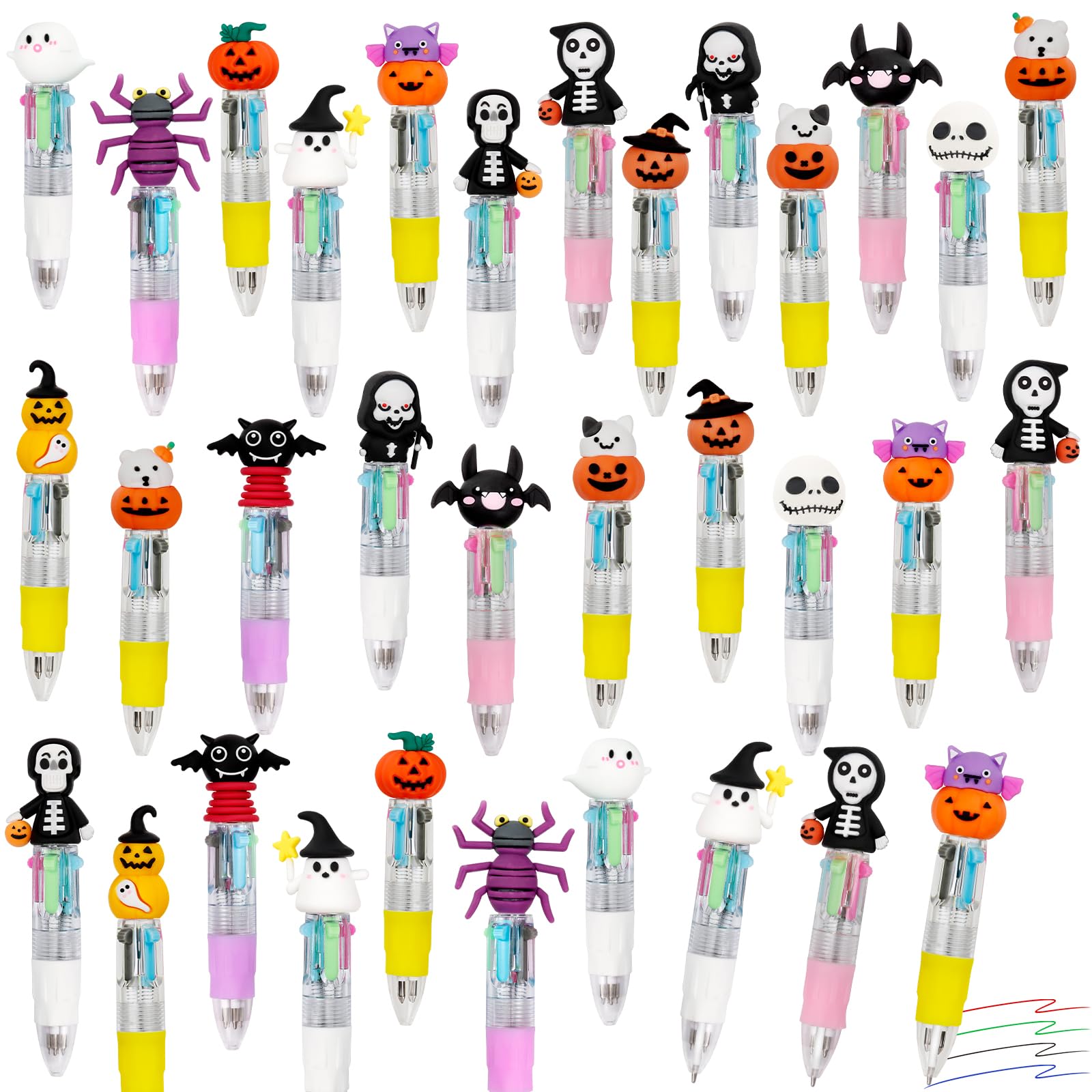 Photo 1 of 30Pcs Mini Multicolor Pens in One 4-in-1 Cute Pens Bulk for Kids, Ballpoint Pen for Birthdays and Children's Parties, Fun Gifts Assorted Ink Kawaii Pen(Halloween)