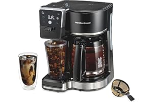 Hamilton Beach 2-Way 12 Cup Programmable Drip Hot and Iced Coffee Maker & Single Serve Coffee Machine, Glass Carafe, Auto Pause and Pour, Black (47500J)