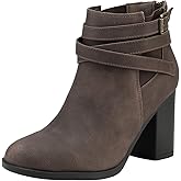 DREAM PAIRS Women's Chunky High Heel Ankle Boots Close Toe Fall Heeled Booties Shoes