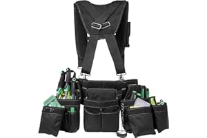 Birodeko Tool Belt with Suspenders - Heavy Duty Tool Vest with Multiple Tool Pouches and Waist Support, Ideal Tool Organizer for Carpenters, Electricians, and Gardening