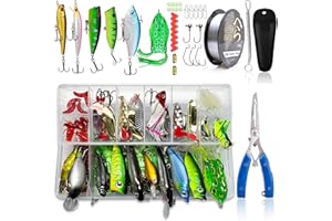 MYLBETER 281PCS Fishing Lure Tackle Box Fishing Lures Kit, Spoon Lures, Soft Plastic Worms, Frog Lures, Bait Tackle Kit for Bass, Trout, Salmon for Freshwater and Saltwater Fishing Accessories