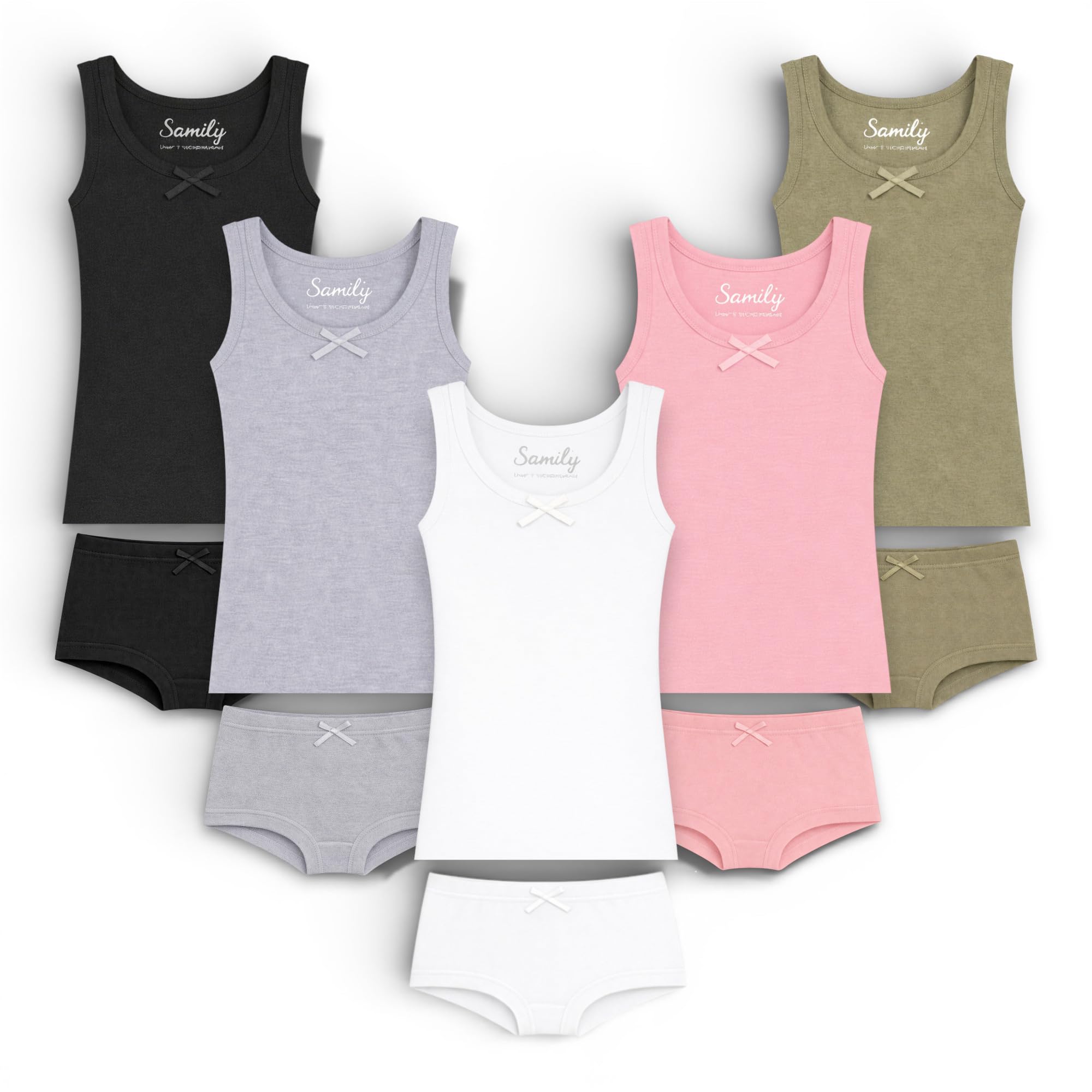 SAMILY Mädchen Unterhosen Unterhemd Set 10er Pack Unterwäsche Baumwolle 122 128