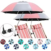 NBtoUS 2 Pack Beach Umbrella with 360 Universal Clamp, UPF50+ Umbrella Outdoor Patio Sun Protection for Chairs, Beach &Patio Use (Not Include Chair)