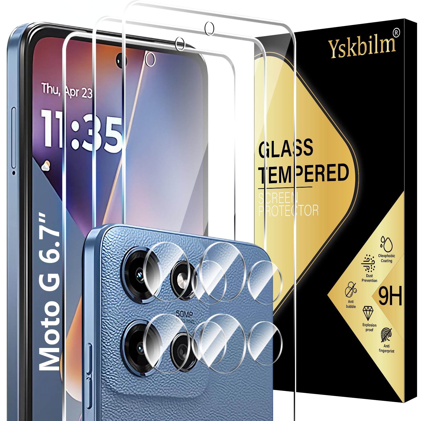 Photo 1 of Yskbilm (3+2 Pack) Designed for Motorola Moto G 5G 2025 Tempered Glass Screen Protector + Camera Lens Protector,[3D Touch][Bubble-Free][Anti-Scratch] Screen Protector Glass For Motorola G 5G 2025