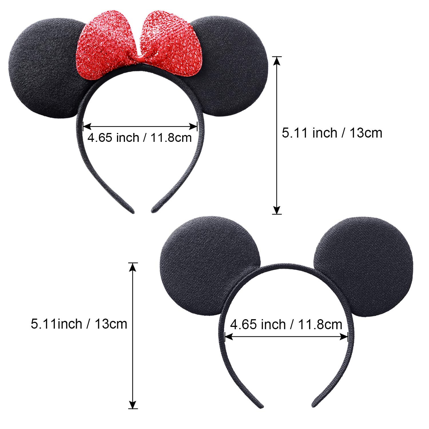 Mouse Ears Bow Set 12 Colorful Headbands Kids Birthday Party Trip Accessory Boys and Girls : Beauty