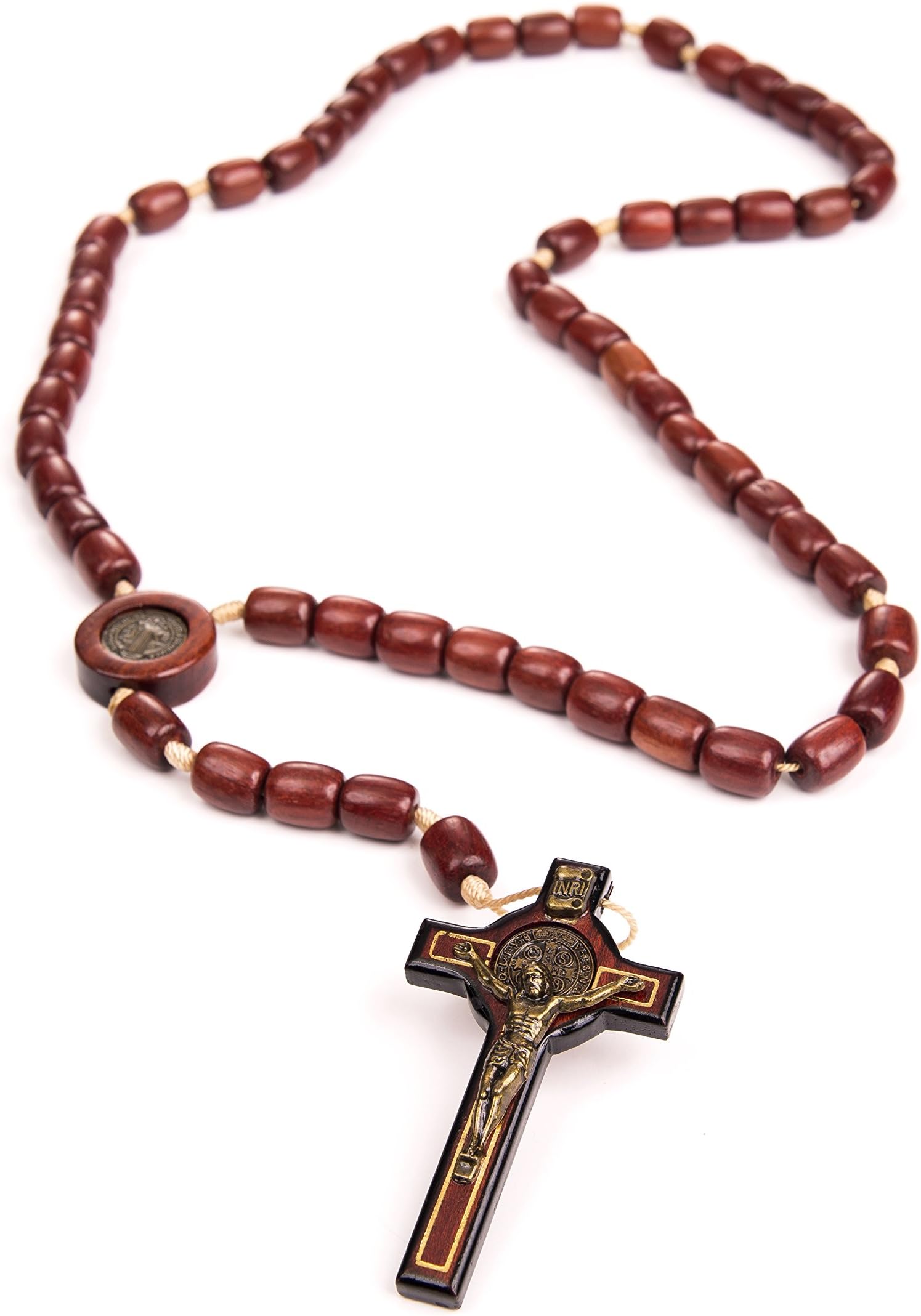 Intercession Mens Large St Benedict Wood Rosary