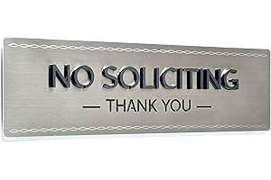 Kubik Letters No Soliciting Sign for House and Front Door, Raised Letters, Contemporary Design, Stainless Grade 304,- No Silication Solicitation Solicitors for Home and Business, Ultra Strong 3M Adhesive Tapes