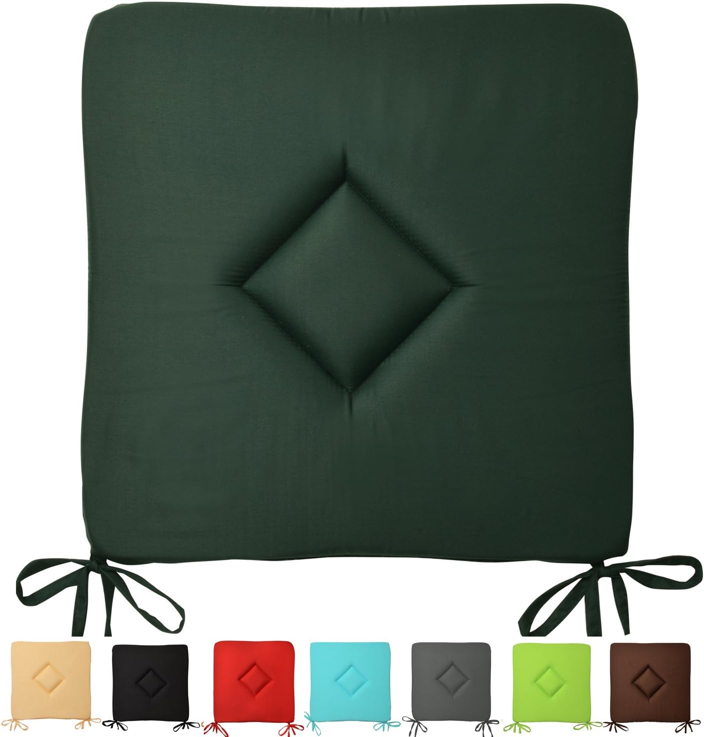 Lot De 4 Coussins Assise Chaise Beautissu Pia - 45x40x5cm - Housse Amovible - Intérieur/Extérieur - Beige