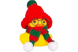 CoFuBcad Rubber Duck Car Decoration - Cute Duck Car Ornaments with Mini Beanie Hat, Scarf and Sunglasses, Christmas Day
