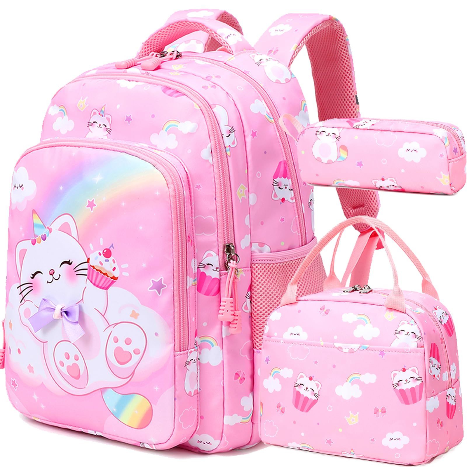 Photo 1 of (used) Jumpopack Unicorn Backpack Cat Backpacks for Girls Kids School Backpacks for Elementary Girls Backpack with Lunch Box