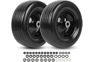 AR-PRO (2-Pack) 11x4.00-5 Flat-Free Tire & Wheel Assembly – Solid Rib Tread Front Zero-Turn Mower Replacement Wheel, 3.4" Cen