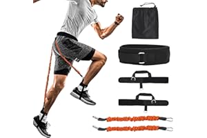 AGORIZEO Vertical Jumping Trainer Jump Resistance Bands System with Adjustable Ankle Strap & Belt Horizontal Workout Equipment for Leaping Fitness Basketball Volleyball Football Tennis Leg Agility Training