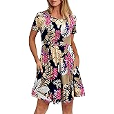 Women's Dresses Casual Crew Neck T-Shirts A-line Dress Summer Dresses for Women XS-2XL