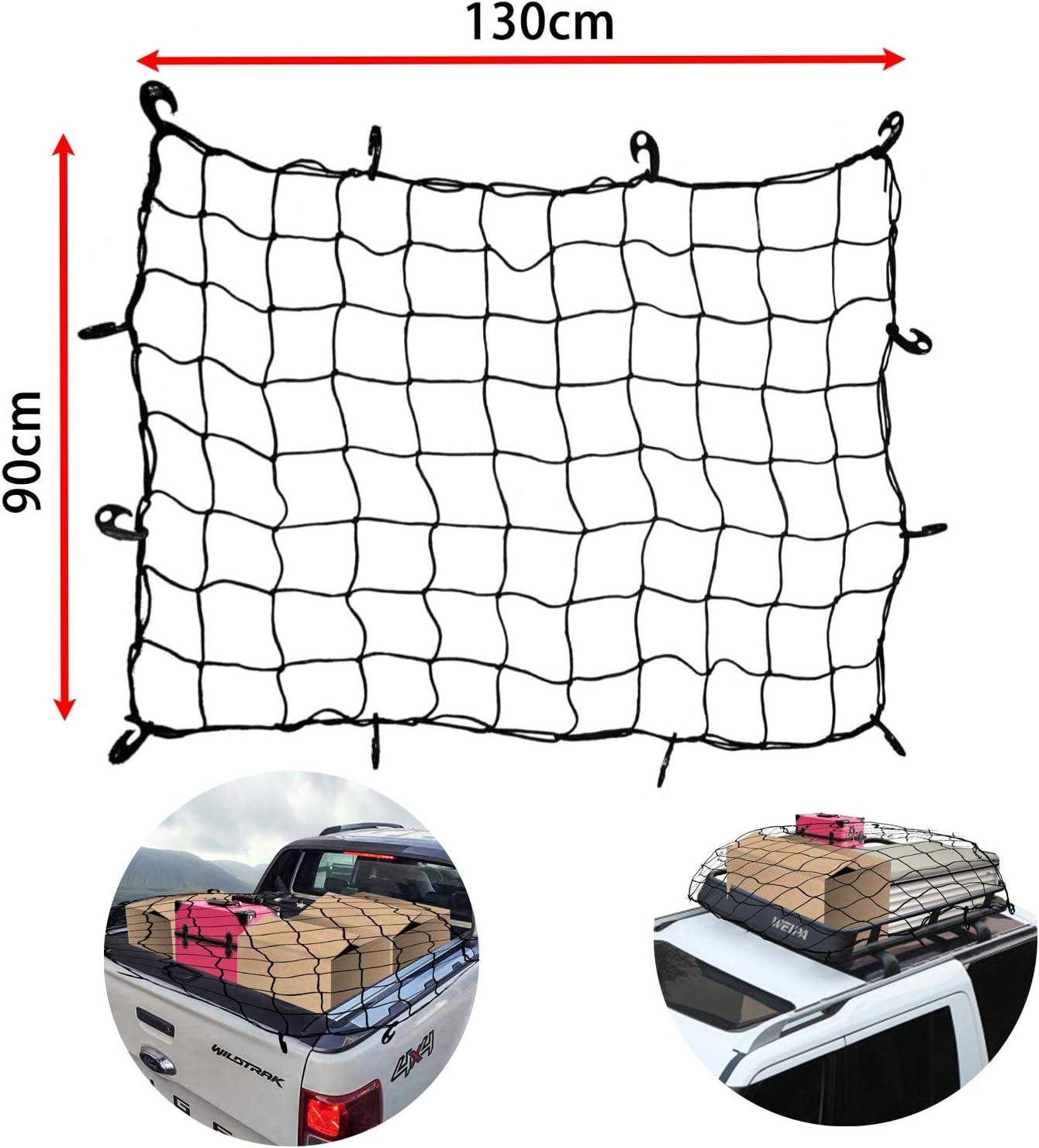 Truck Bed Mictuning 3x4 To 6x8 Heavy Duty Bungee Cargo Net Latex Truck Bed Mesh With