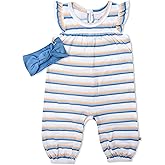 HonestBaby baby-girls 2-piece Outfit Romper & Headband Set for Infant, Baby and Toddler Girls