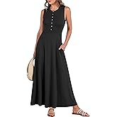 ANRABESS Women Summer Casual Sleeveless Maxi Sundress Button Fit & Flare A-Line Flowy Long Dresses 2026 Beach Outfits