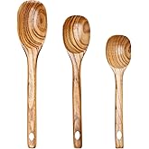 3 Piece Wooden Spoons for Cooking Spoon Set Wood Cooking Utensils Serving Spoon Kitchen Spatula Large Mixing Spoon Long Baking Ladle Bamboo Stirring Non Toxic Spoons Ladles Kitchen Tools Utensil
