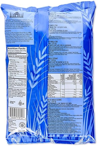 DAVID RIO FOOD SERVICE BAG ELEPHANT VANILLA CHAI, 1ER PACK (1 X 1.8 KG)