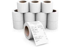 Misofuki 12 Rolls 2.28”x85Ft. Weak Sticky Thermal Linerless Labels Compatible for Epson TM-L90 Liner-Free Thermal POS Printer,BIXOLON SRP-S300LX/TX,SRP-S320,SRP Thermal Receipt Printer