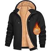UMIPUBO Men's Fleece Hoodie Winter Zip Up Sweatshirt Sherpa Lined Jacket Heavyweight Hoodies Pullover Warm Coat Hooded
