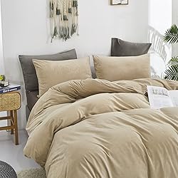 Luxlovery Cream Coffee Velvet Comforter Set Queen