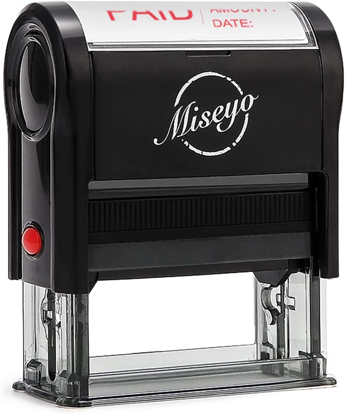 Miseyo Paid Stamp Self Inking with Date, Check Number, Amount - Red Ink
