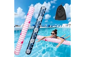 BTIZTLLA 2 Pack Inflatable Swim Pool Noodles, Soft Fabric Covered Large Swim Noodles, Premium Buoyancy for Swimming Floating