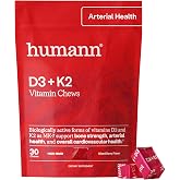 HumanN Vitamin D3 + K2 Chews, Mixed Berry Flavor, 30 Count | Arterial Health, Bone Strength, High Potency Vitamin D 5000 IU (125mcg), Non-GMO, One Chew Daily, For Adults, Made in USA
