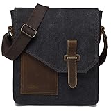 VASCHY Small Messenger Bag, Vintage Canvas Leather