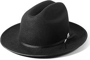 YESCRIBIR Open Road Hat Fedora Hat Pure Wool Felt Hat Vintage Rancher Hat Airway Vented Panama Hats for Men Women