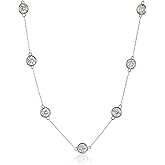 Amazon Essentials Platinum or Gold Plated Sterling Silver Station Necklace made with Infinite Elements Zirconia (previously Amazon Collection)