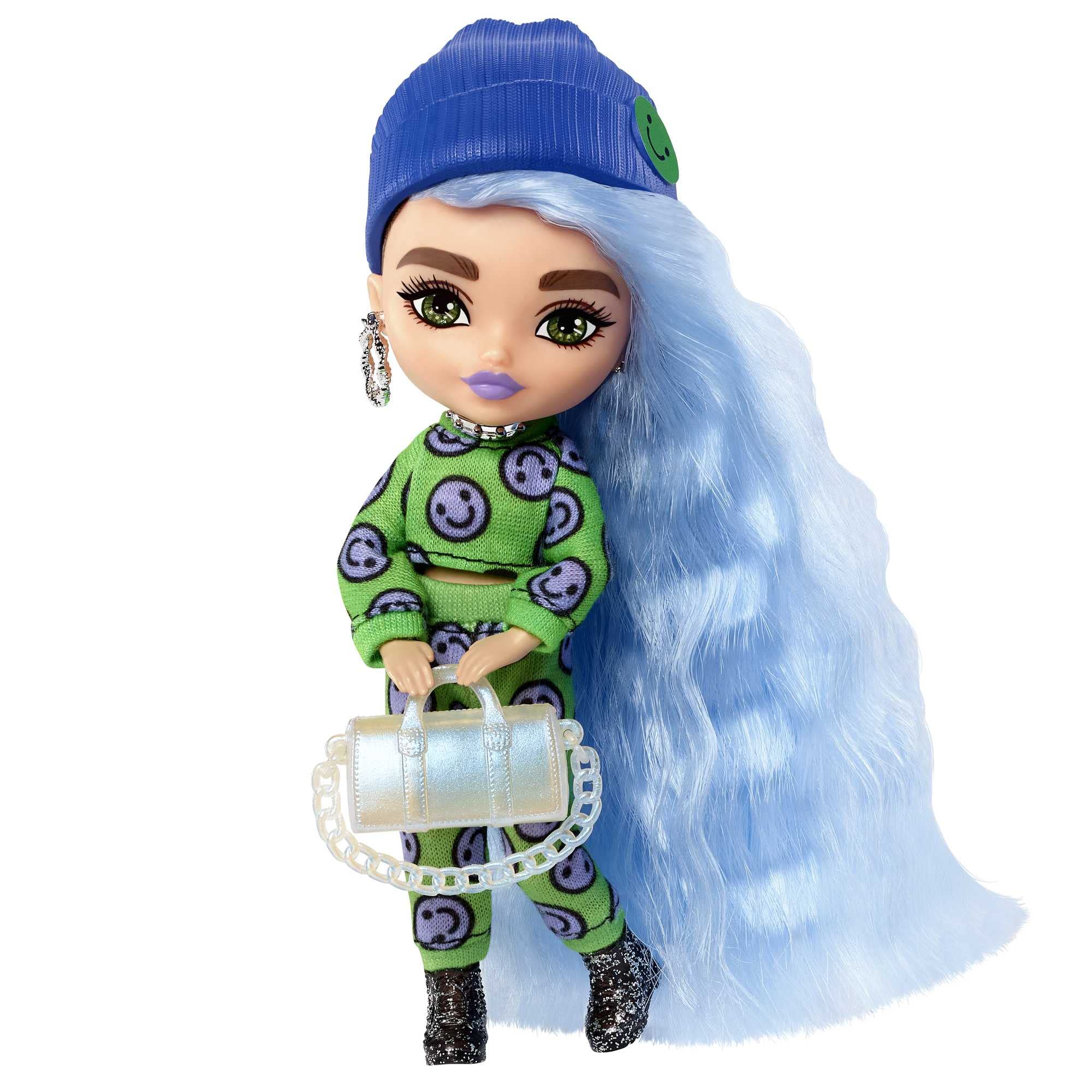 Barbie Extra Minis Doll #3 (5.5 in) Wearing Emoji-Printed 2-Piece Fashion, with Doll Stand & Accessories Including Sunglasses and Purse, Gift for Kids 3 Years Old & Up​