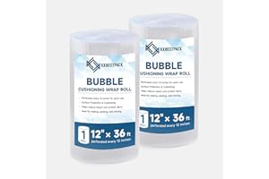 KKBESTPACK 2 Pack Bubble Cushioning Wrap 12 inch x 36 Feet - Large Plastic Packing Roll for Moving Boxes & Shipping Supplies - Moving Supplies, Perforated Every 12 Inch, Total 72 Feet