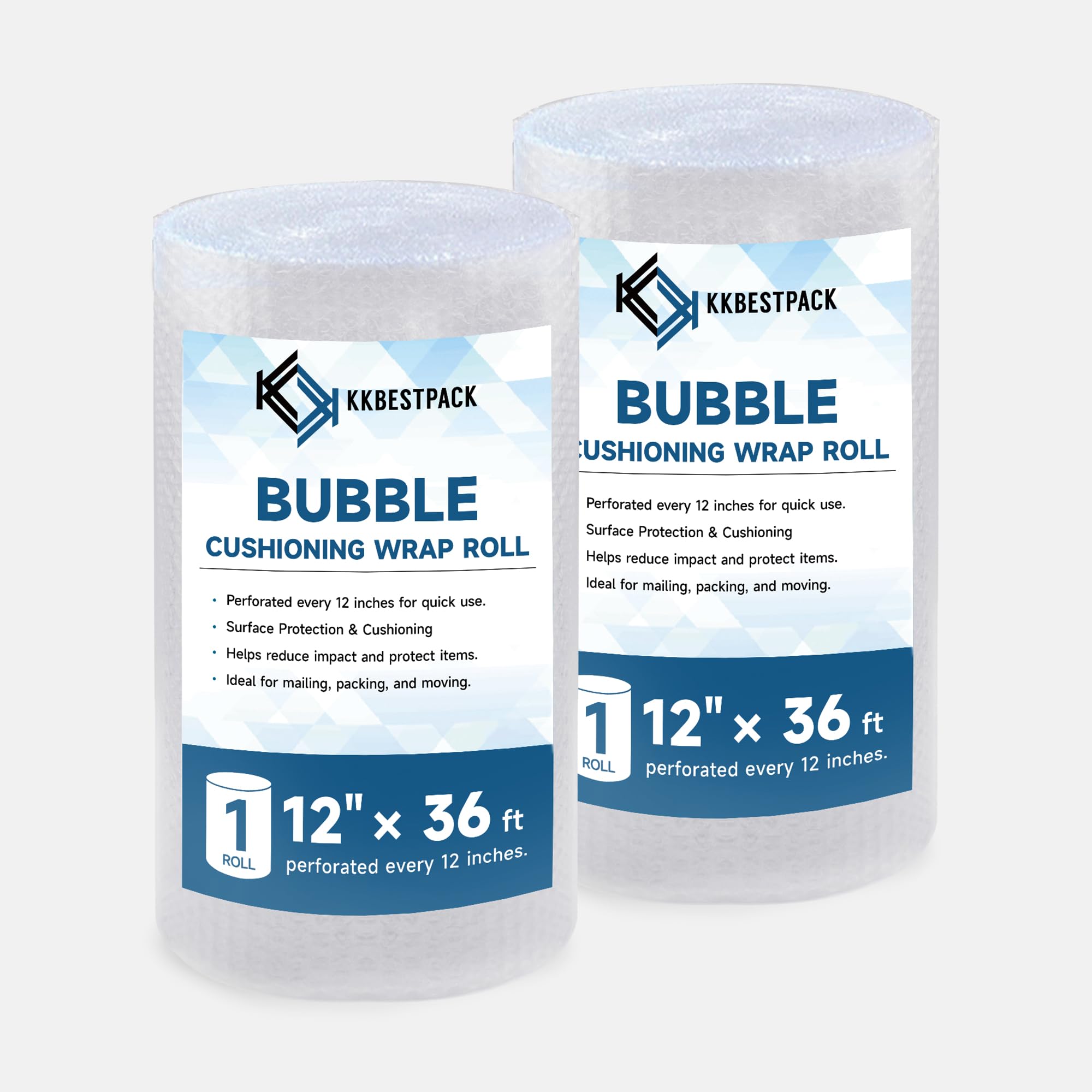 Photo 1 of 2 Pack Bubble Cushioning Wrap 12 inch x 36 Feet - Large Plastic Packing Roll for Moving Boxes & Shipping Supplies - Moving Supplies, Perforated Every 12 Inch, Total 72 Feet
