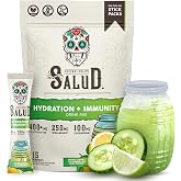 Salud 2-in-1 Hydration + Immunity Drink Mix, Cucumber Lime | Electrolytes Powder, Agua Fresca, Elderberry, Dairy &amp; Soy Free, Non-GMO, Gluten Free, Vegan, 1g Sugar (15 Servings)