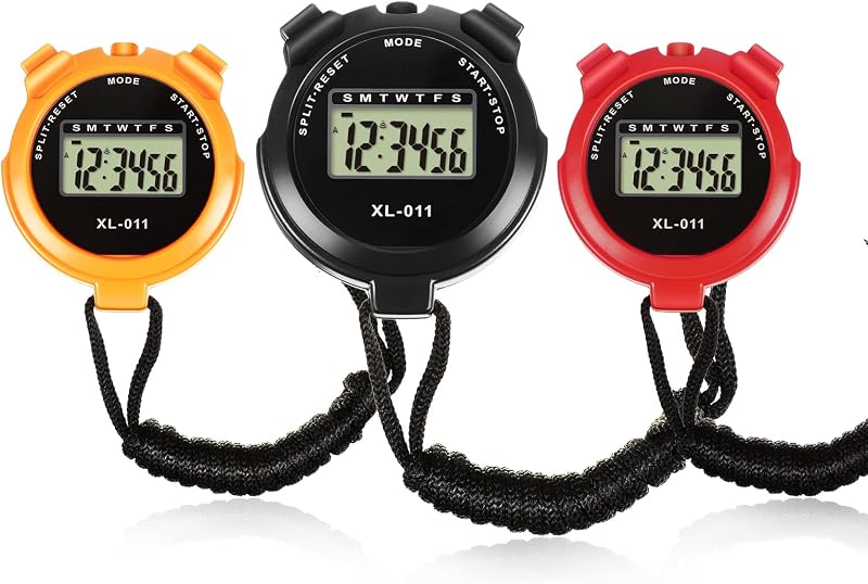 Weewooday 3 Pack Sports Stopwatch Timer Large Display Multi Function Waterproof