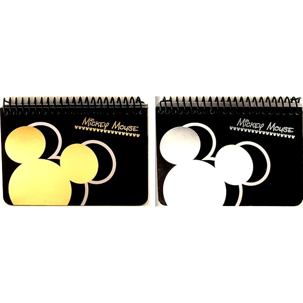 Eemrald Mickey Mouse Autogrammbücher – 2er Set Spiralbindung, Schwarz Mit Silbernem/goldenem Kopf, Ca. 14 X 10 Cm